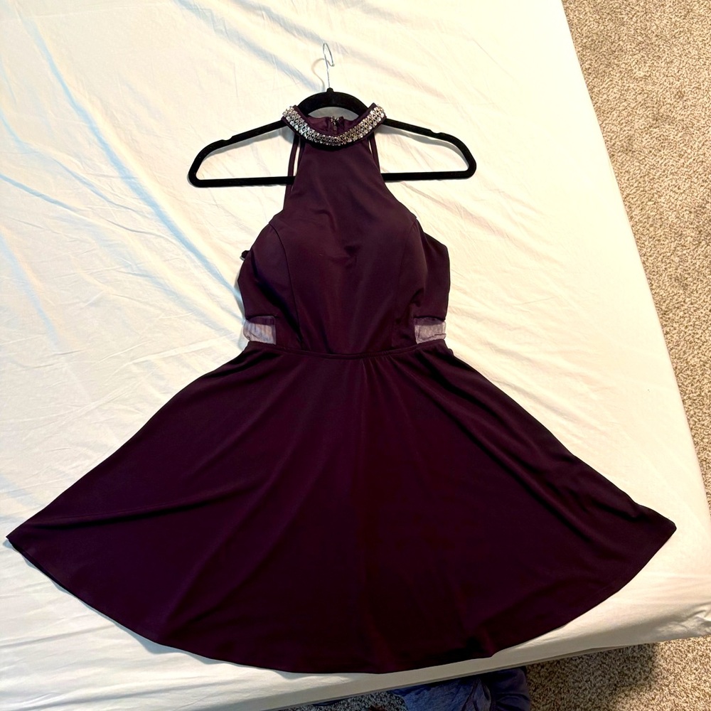 Speechless Eggplant Mesh Homecoming Dress